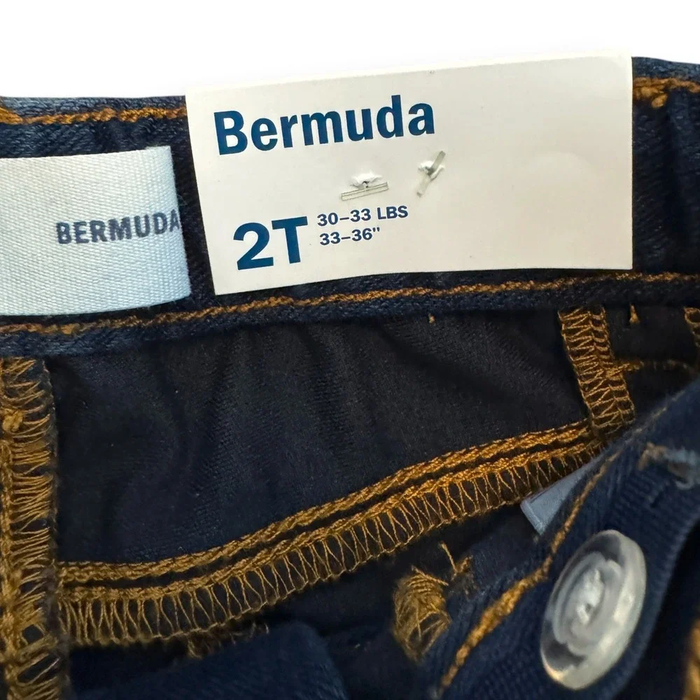 NWT Old Navy Toddler 2T Bermuda Denim Shorts 2pk Dark & Light Wash